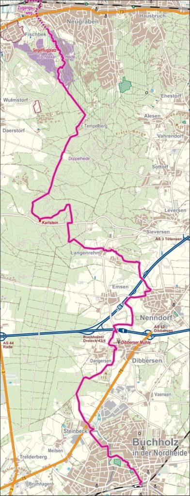 Map to Segelflug Club and Fischbeker Heide